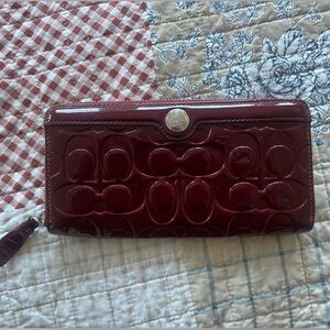 Coach Red/Burgundy Patent Leather Wallet